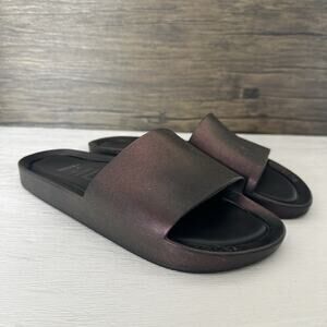Melissa Beach Slide Jelly Sandals Womens 8 Shine Purple Iridescent Summer Pool